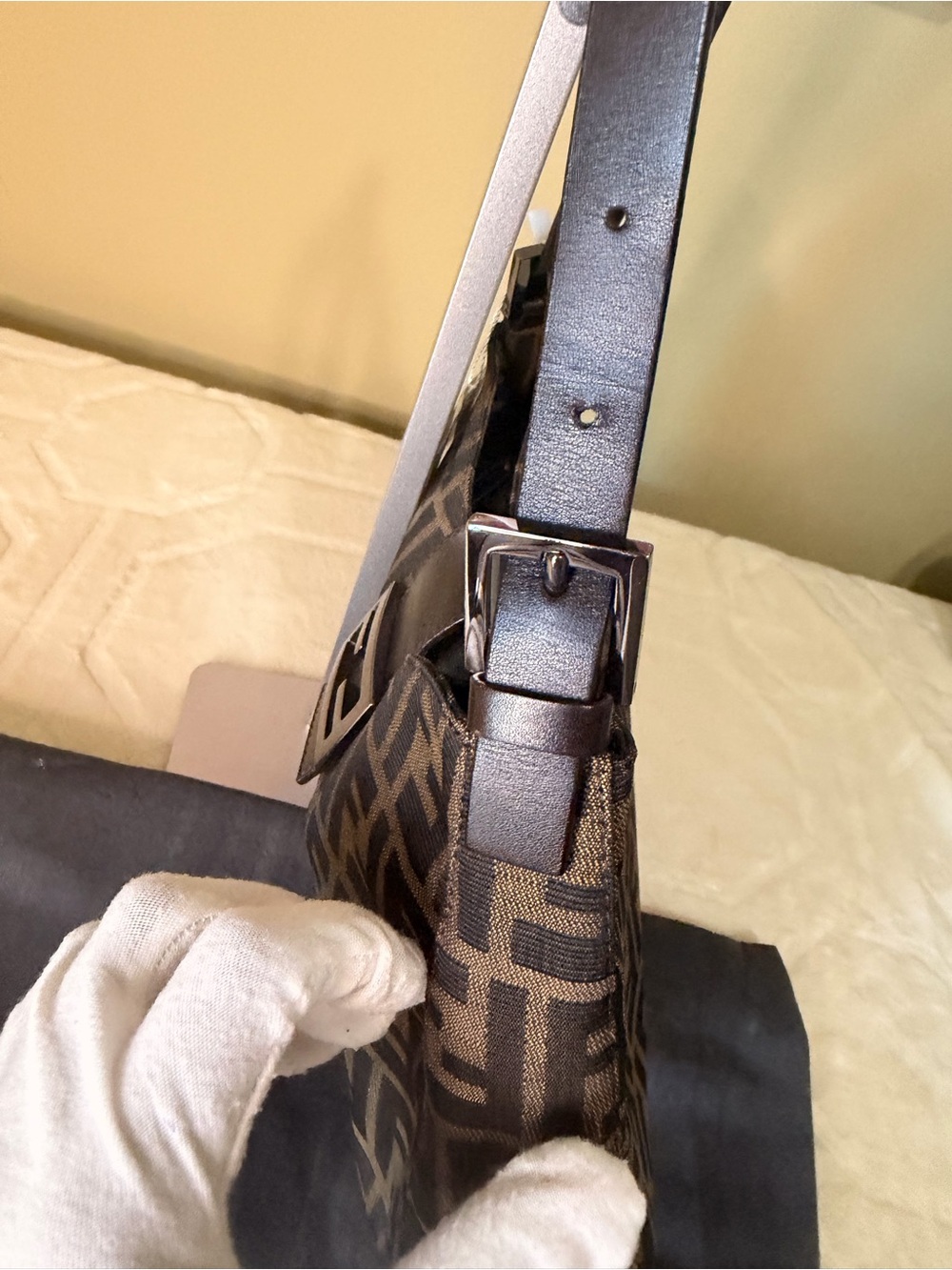 Fendi Brown and Black Zucca Canvas Mamma Baguette Shoulder Bag - Picture 11 of 16